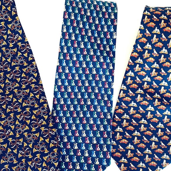Salvatore Ferragamo XMAS FOX HUNT EQUESTRIAN 100% Silk Ties - Picture 2 of 16